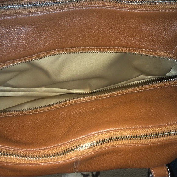Saddle/cognac triple compartment coach satchel - Picture 4 of 4
